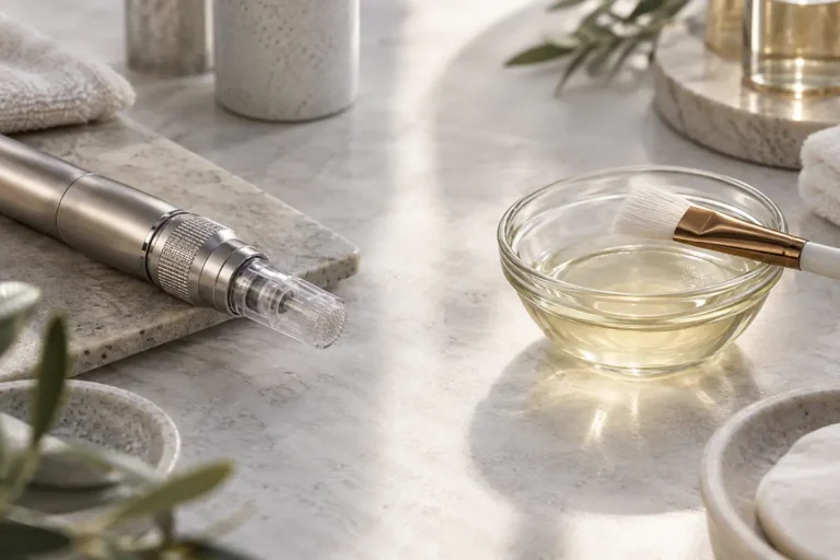 Skin needling device and professional chemical peel preparation